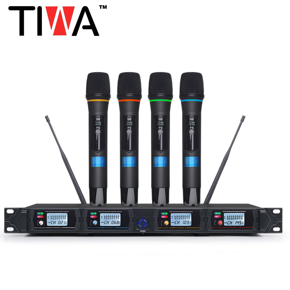 TIWA 4通道专业UHF无线麦克风，带4个手持式/耳机/鹅颈肌