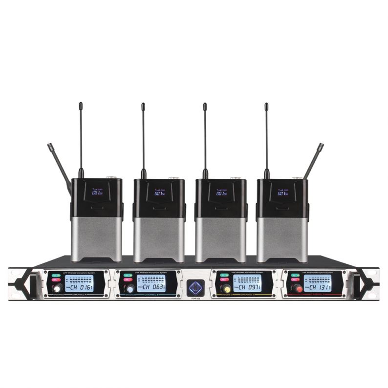 TIWA UHF 4通道无线麦克风系统用于舞台KTV个人节目